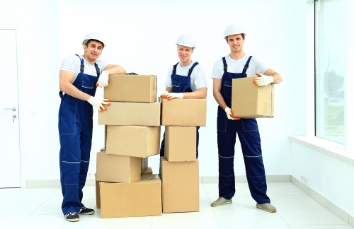 Boxes and furniture loaded into a removal van for a local move