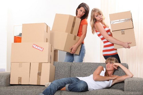 Commercial office moving team handling desks and equipment in Walthamstow